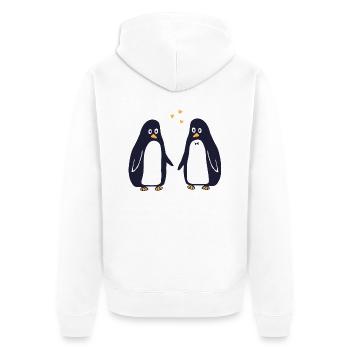 Verliebte Pinguine - Unisex Premium Bio Zip Hoodie - Weiß - Hinten - Thijin (182cm)
