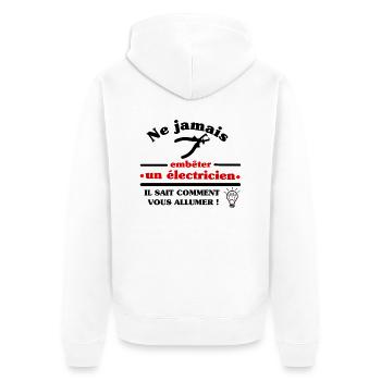 Ne jamais embêter un électricien ! - Veste à capuche bio Premium Unisexe - blanc - Dos - Thijin (182cm)