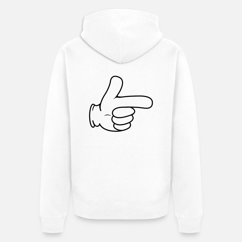 hand zeigefinger - Unisex Premium Bio Zip Hoodie - Weiß