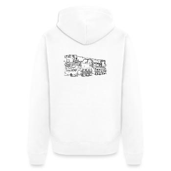 Mobilkran Autokran LTM 1650-8. 1 Dunkel - Unisex Premium Bio Zip Hoodie - Weiß - Hinten - Thijin (182cm)