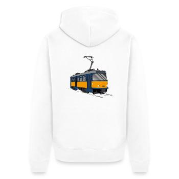 T4D Straßenbahn T4D-MT Strassenbahn Geschenk - Unisex Premium Bio Zip Hoodie - Weiß - Hinten - Thijin (182cm)