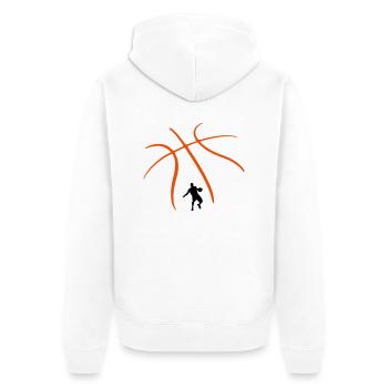 Basketball - Unisex Premium Organic Zip Hoodie - white - Back - Thijin (182cm)