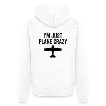 Ich bin einfach nur flugzeugverrückt - Unisex Premium Bio Zip Hoodie - Weiß - Hinten - Thijin (182cm)