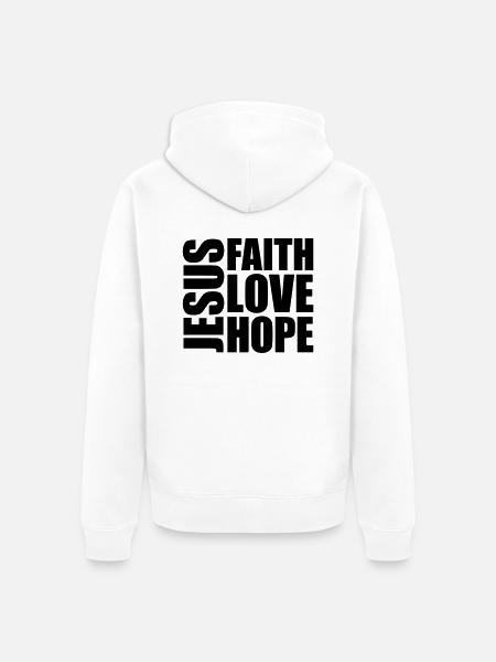 Jésus Foi Amour - Veste à capuche bio Premium Unisexe - blanc