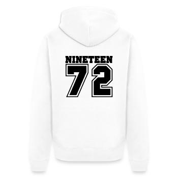 1972 - Unisex Premium Bio Zip Hoodie - Weiß - Hinten - Thijin (182cm)