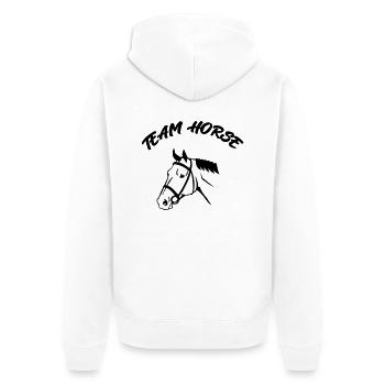 Team Horse - Unisex Premium Bio Zip Hoodie - Weiß - Hinten - Thijin (182cm)