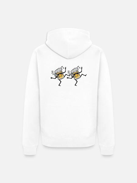2 dancing party beers - Unisex Premium Organic Zip Hoodie - white