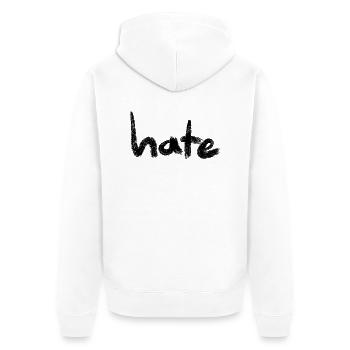 Texte de haine Noir - Veste à capuche bio Premium Unisexe - blanc - Dos - Thijin (182cm)