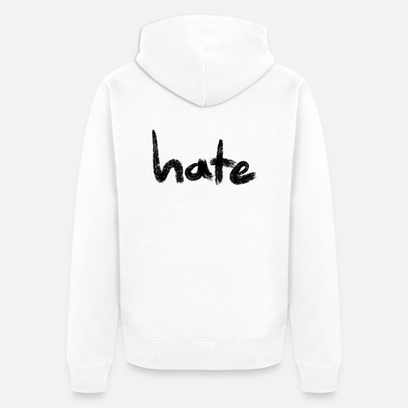 Hate Text Black - Unisex Premium Bio Zip Hoodie - Weiß