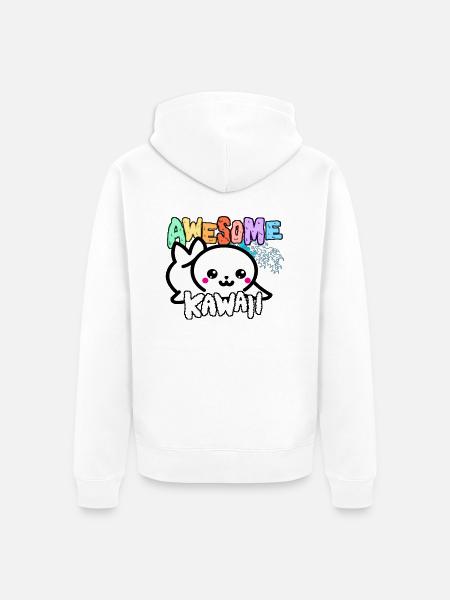 Seal - Kawaii - Unisex Premium Organic Zip Hoodie - white