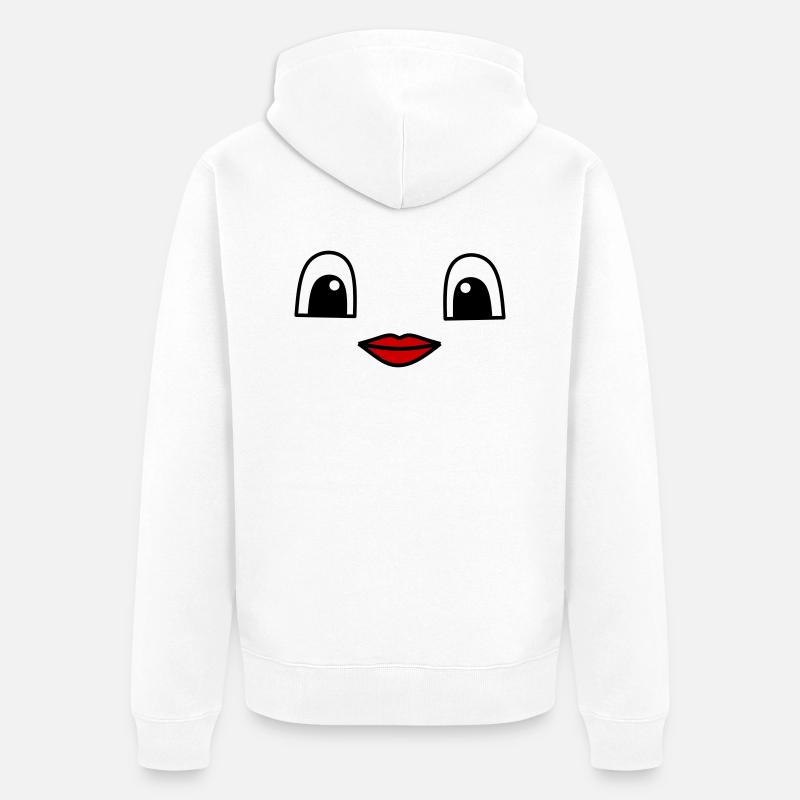 Cute face with red lips - Unisex Premium Bio Zip Hoodie - Weiß