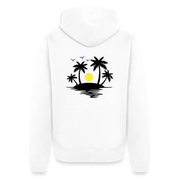 Insel Paradise - Unisex Premium Bio Zip Hoodie - Weiß - Hinten - Thijin (182cm)