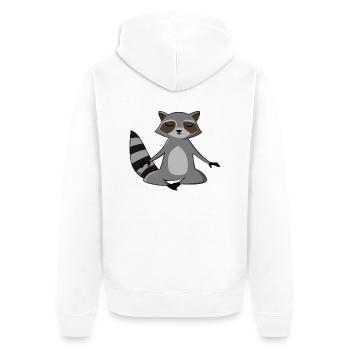 Waschbär Yoga Geschenkidee - Unisex Premium Bio Zip Hoodie - Weiß - Hinten - Thijin (182cm)