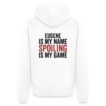 Eugene est mon nom Spoiler est mon jeu - Veste à capuche bio Premium Unisexe - blanc - Dos - Thijin (182cm)