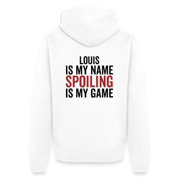 Louis is My Name Spoiling is My Game - Unisex Premium Organic Zip Hoodie - white - Back - Thijin (182cm)