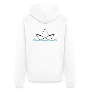 Paper Ship - Unisex Premium Organic Zip Hoodie - white - Back - Thijin (182cm)
