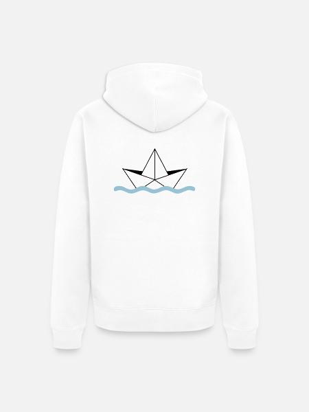 Paper Ship - Unisex Premium Organic Zip Hoodie - white