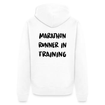 Marathon Triathlon Running Jogging Biking Cycling - Unisex Premium Organic Zip Hoodie - white - Back - Thijin (182cm)