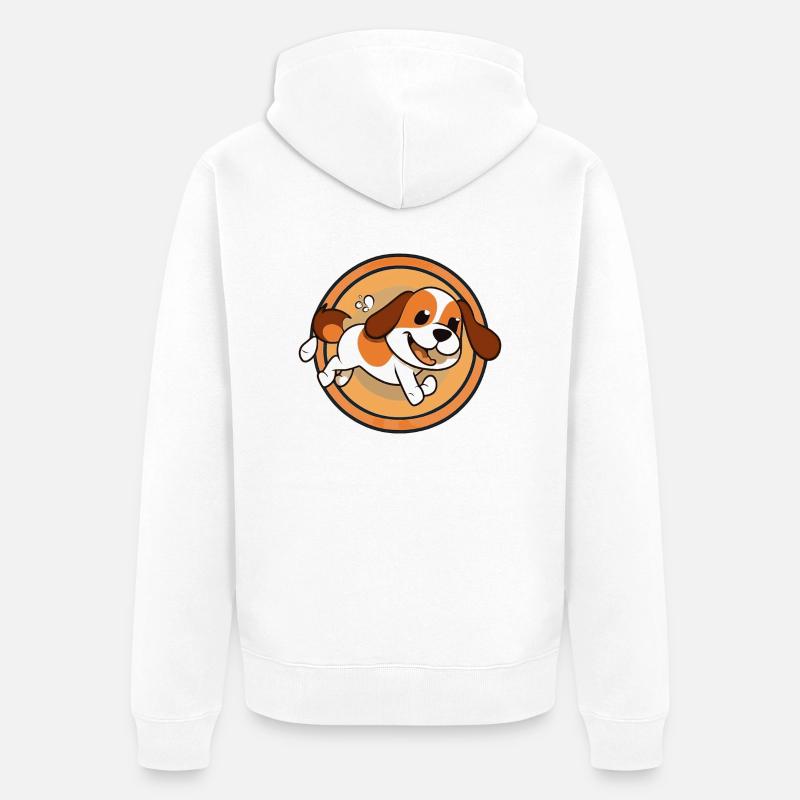 Cadeau d’autocollant de chien - Veste à capuche bio Premium Unisexe - blanc