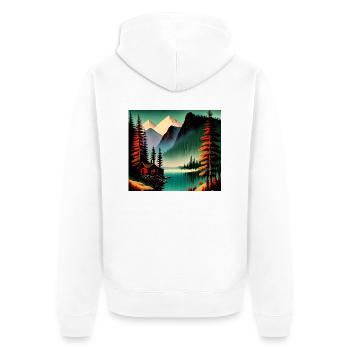 Retro mountain range with lake - Unisex Premium Organic Zip Hoodie - white - Back - Thijin (182cm)