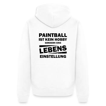 Paintball Airsoft - Unisex Premium Bio Zip Hoodie - Weiß - Hinten - Thijin (182cm)