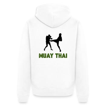Muay Thai 1 - Unisex Premium Organic Zip Hoodie - white - Back - Thijin (182cm)