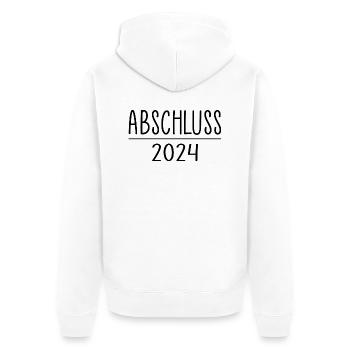 Abschluss 2024 Geschenk - Unisex Premium Bio Zip Hoodie - Weiß - Hinten - Thijin (182cm)