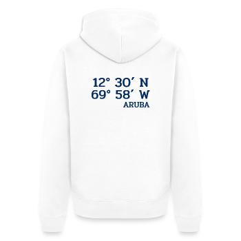 Aruba Coordinaters - Koordinaten - Karibik - Unisex Premium Bio Zip Hoodie - Weiß - Hinten - Thijin (182cm)