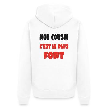 MEIN COUSINE - Unisex Premium Bio Zip Hoodie - Weiß - Hinten - Thijin (182cm)