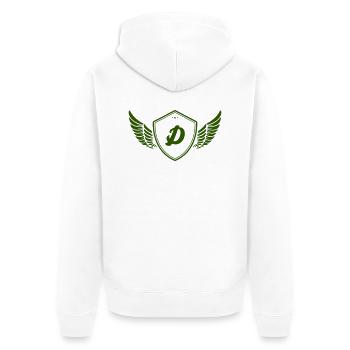 wappen d - Unisex Premium Bio Zip Hoodie - Weiß - Hinten - Thijin (182cm)