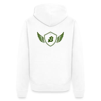 wappen b - Unisex Premium Bio Zip Hoodie - Weiß - Hinten - Thijin (182cm)