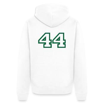 Numéro 44 sport vert - Veste à capuche bio Premium Unisexe - blanc - Dos - Thijin (182cm)
