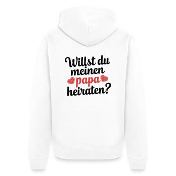 Willst du meinen Papa heiraten? - Unisex Premium Bio Zip Hoodie - Weiß - Hinten - Thijin (182cm)