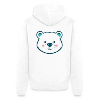 Niedlicher Cartoon Teddybär - Blau-Weißes Design - Unisex Premium Bio Zip Hoodie - Weiß - Hinten - Thijin (182cm)