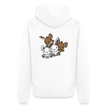 4 Hasen Freunde Team Crew Vier Lustige Geschwister - Unisex Premium Bio Zip Hoodie - Weiß - Hinten - Thijin (182cm)