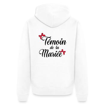 Témoin de la mariée noeud - Veste à capuche bio Premium Unisexe - blanc - Dos - Thijin (182cm)