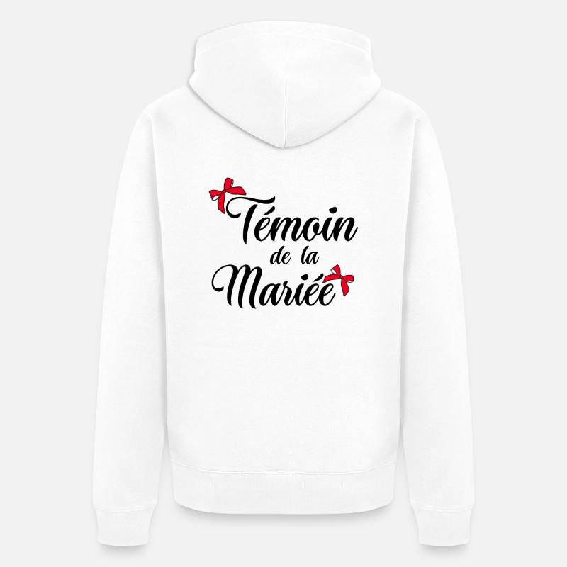 Témoin de la mariée noeud - Veste à capuche bio Premium Unisexe - blanc