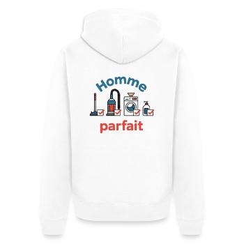 Perfect man - Unisex Premium Organic Zip Hoodie - white - Back - Thijin (182cm)