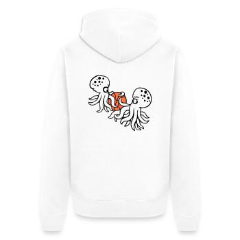 2 Octopus Basketball Play Ball Team Sport Hobby - Unisex Premium Organic Zip Hoodie - white - Back - Thijin (182cm)