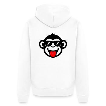 Monkey Tongue Funny - Unisex Premium Organic Zip Hoodie - white - Back - Thijin (182cm)