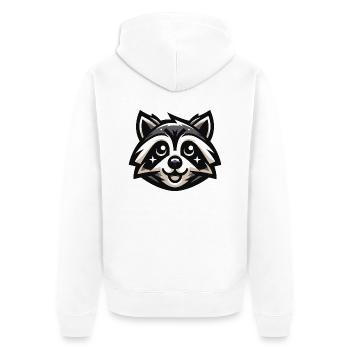 Raccoon Stareyes - Unisex Premium Organic Zip Hoodie - white - Back - Thijin (182cm)