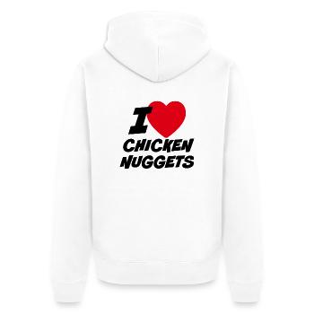 Ich liebe Chicken Nuggets - Unisex Premium Bio Zip Hoodie - Weiß - Hinten - Thijin (182cm)
