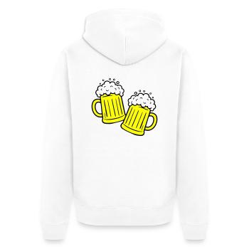 Bier Anstossen Saufen - Unisex Premium Bio Zip Hoodie - Weiß - Hinten - Thijin (182cm)