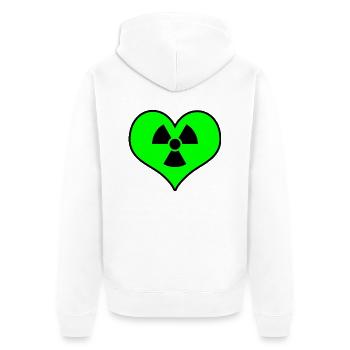 Liebe Strahlung - Unisex Premium Bio Zip Hoodie - Weiß - Hinten - Thijin (182cm)