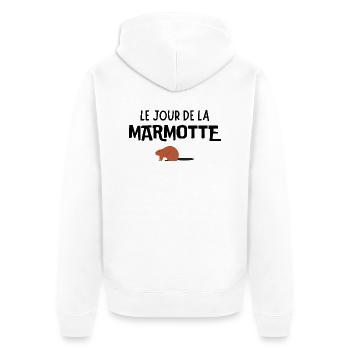 Le jour de la marmotte - Veste à capuche bio Premium Unisexe - blanc - Dos - Thijin (182cm)