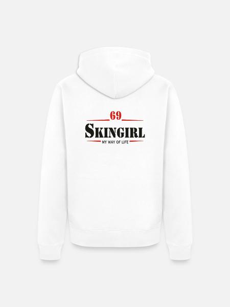 Working Class Skingirl Oi! Antiracist Bootgirl My - Unisex Premium Organic Zip Hoodie - white