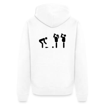 Flunkyball - trinken - Unisex Premium Bio Zip Hoodie - Weiß - Hinten - Thijin (182cm)