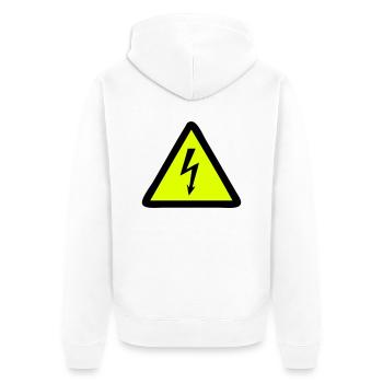 Blitz Warnschild - Unisex Premium Bio Zip Hoodie - Weiß - Hinten - Thijin (182cm)