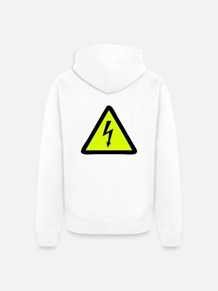 Blitz Warnschild - Unisex Premium Bio Zip Hoodie - Weiß