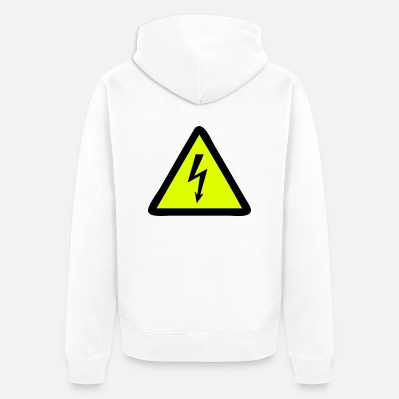 Blitz Warnschild - Unisex Premium Bio Zip Hoodie - Weiß